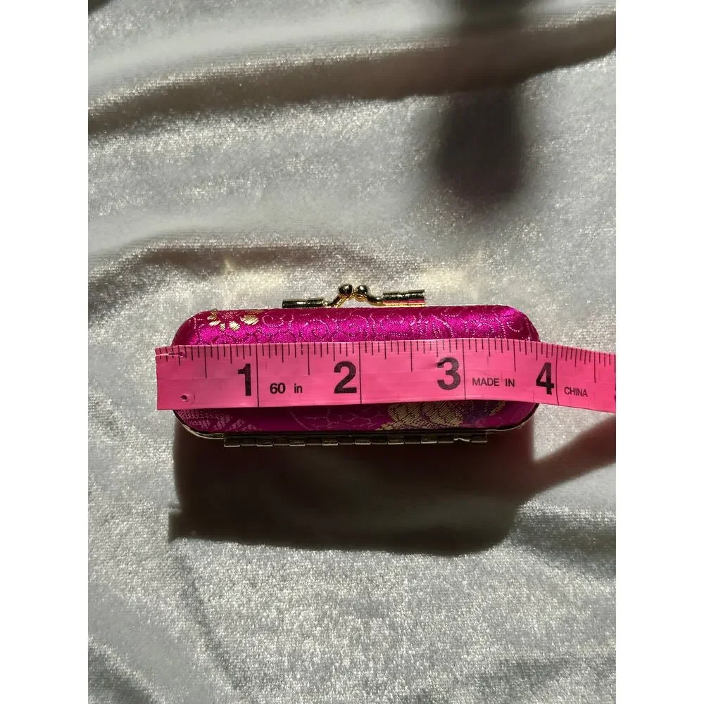 Vintage Hot Pink Satin Kisslock Lipstick Holder Case Gold Hardware Pinterest
